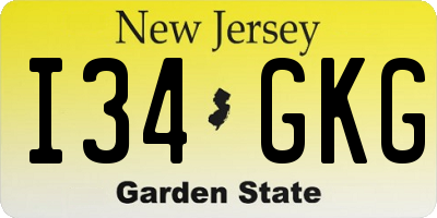 NJ license plate I34GKG