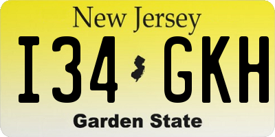 NJ license plate I34GKH