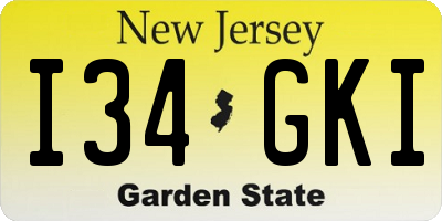 NJ license plate I34GKI