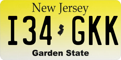NJ license plate I34GKK