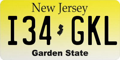 NJ license plate I34GKL