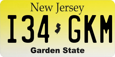 NJ license plate I34GKM