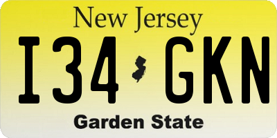 NJ license plate I34GKN