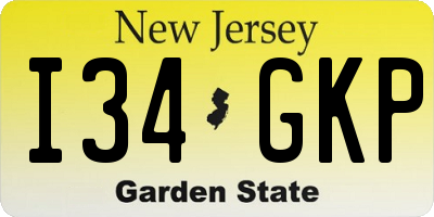 NJ license plate I34GKP