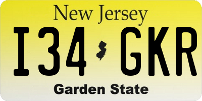 NJ license plate I34GKR
