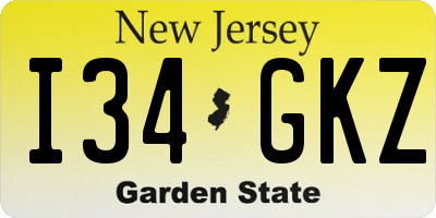 NJ license plate I34GKZ