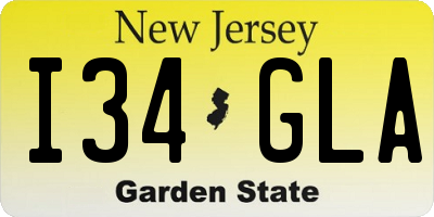 NJ license plate I34GLA