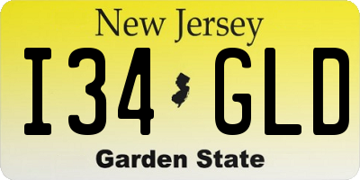 NJ license plate I34GLD