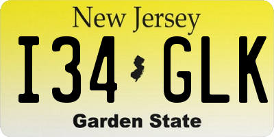NJ license plate I34GLK