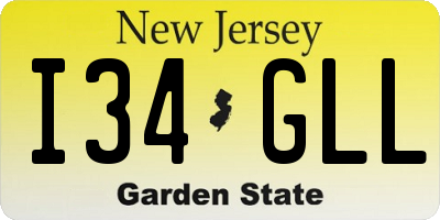 NJ license plate I34GLL