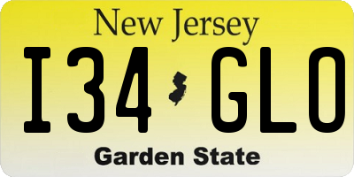 NJ license plate I34GLO