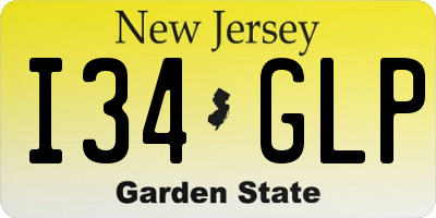 NJ license plate I34GLP