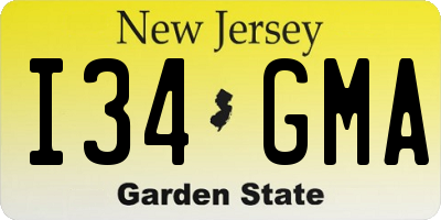 NJ license plate I34GMA