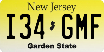NJ license plate I34GMF