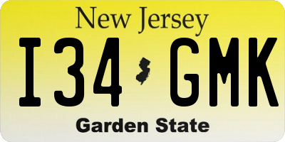 NJ license plate I34GMK