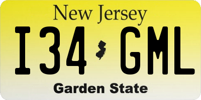 NJ license plate I34GML
