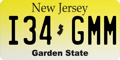 NJ license plate I34GMM
