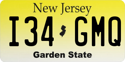 NJ license plate I34GMQ