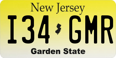 NJ license plate I34GMR