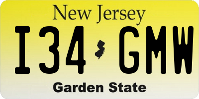 NJ license plate I34GMW