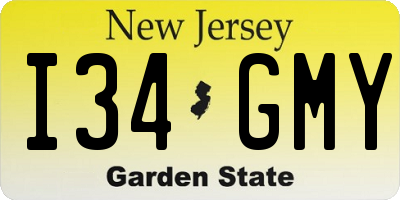 NJ license plate I34GMY