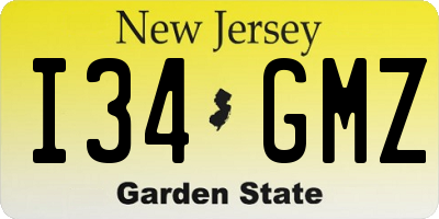 NJ license plate I34GMZ