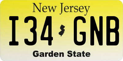 NJ license plate I34GNB