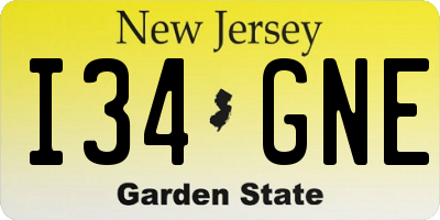 NJ license plate I34GNE