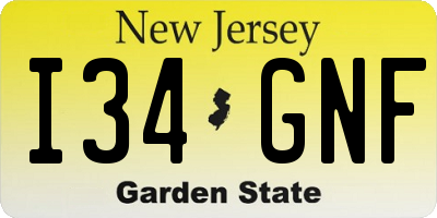 NJ license plate I34GNF