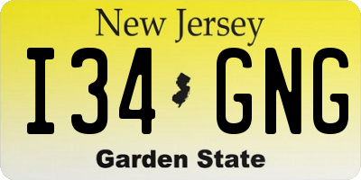 NJ license plate I34GNG