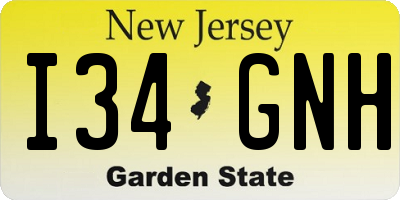 NJ license plate I34GNH