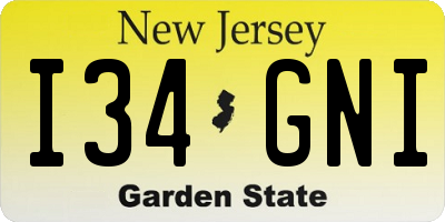 NJ license plate I34GNI