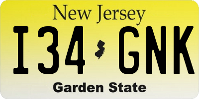 NJ license plate I34GNK