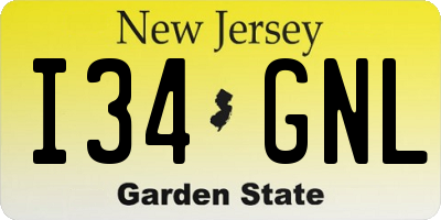 NJ license plate I34GNL