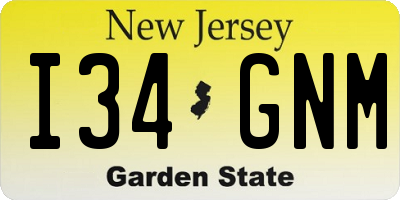 NJ license plate I34GNM