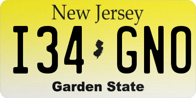 NJ license plate I34GNO