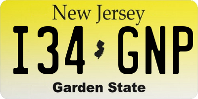 NJ license plate I34GNP