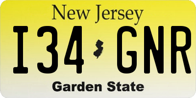 NJ license plate I34GNR