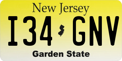 NJ license plate I34GNV
