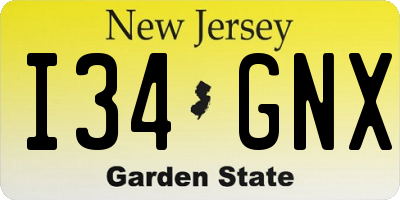 NJ license plate I34GNX