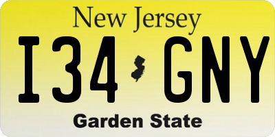 NJ license plate I34GNY