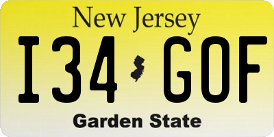 NJ license plate I34GOF