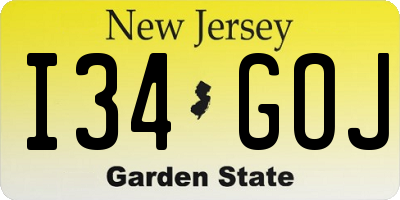 NJ license plate I34GOJ