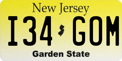 NJ license plate I34GOM
