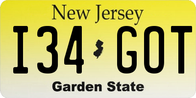 NJ license plate I34GOT