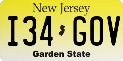 NJ license plate I34GOV