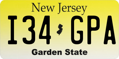 NJ license plate I34GPA