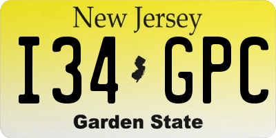 NJ license plate I34GPC
