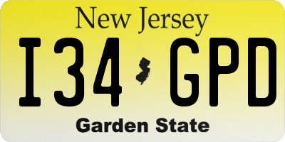NJ license plate I34GPD