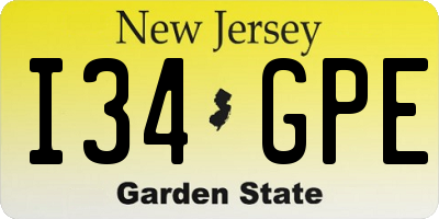 NJ license plate I34GPE